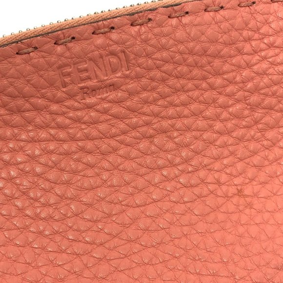 FENDI 8N0114 Selleria Cosmetic Pouch, Leather, Pink, Women's